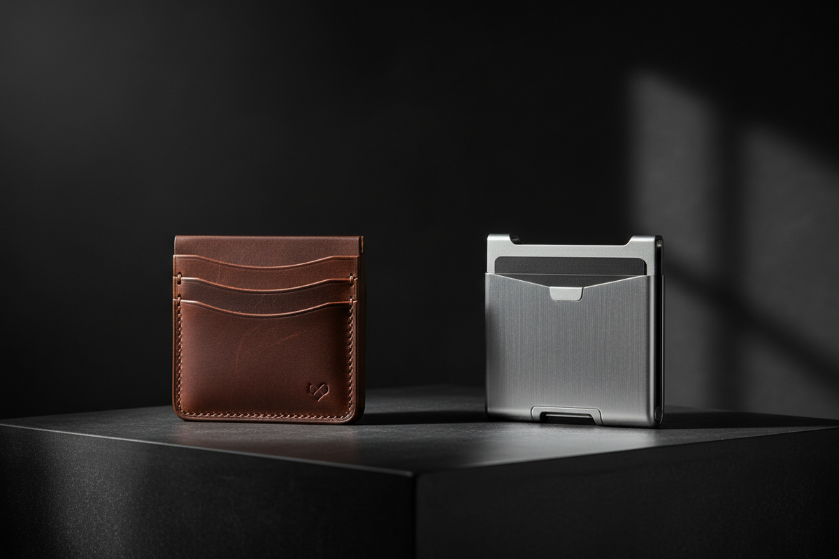 Comparatif porte-cartes slim vs portefeuille classique homme - Maison Lysta