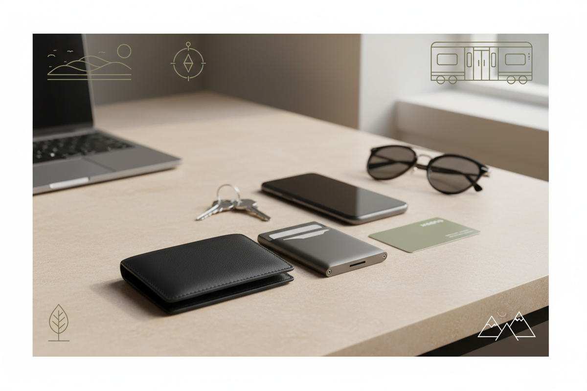 Portefeuille homme slim noir et porte-cartes en aluminium pour différents usages du quotidien