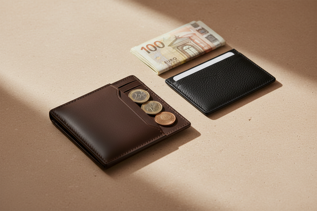 Portefeuille homme avec compartiment pour la monnaie, quelques pièces et un porte-cartes
