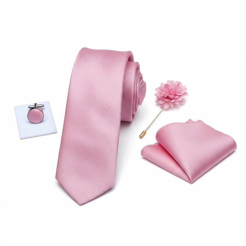 Coffret Cravate Homme – Cravate, Pochette, Boutons de Manchette & Broche