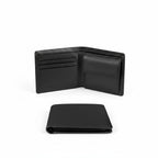Portefeuille en microfibre noir ouvert et fermé, intérieur porte-cartes – Maison Lysta