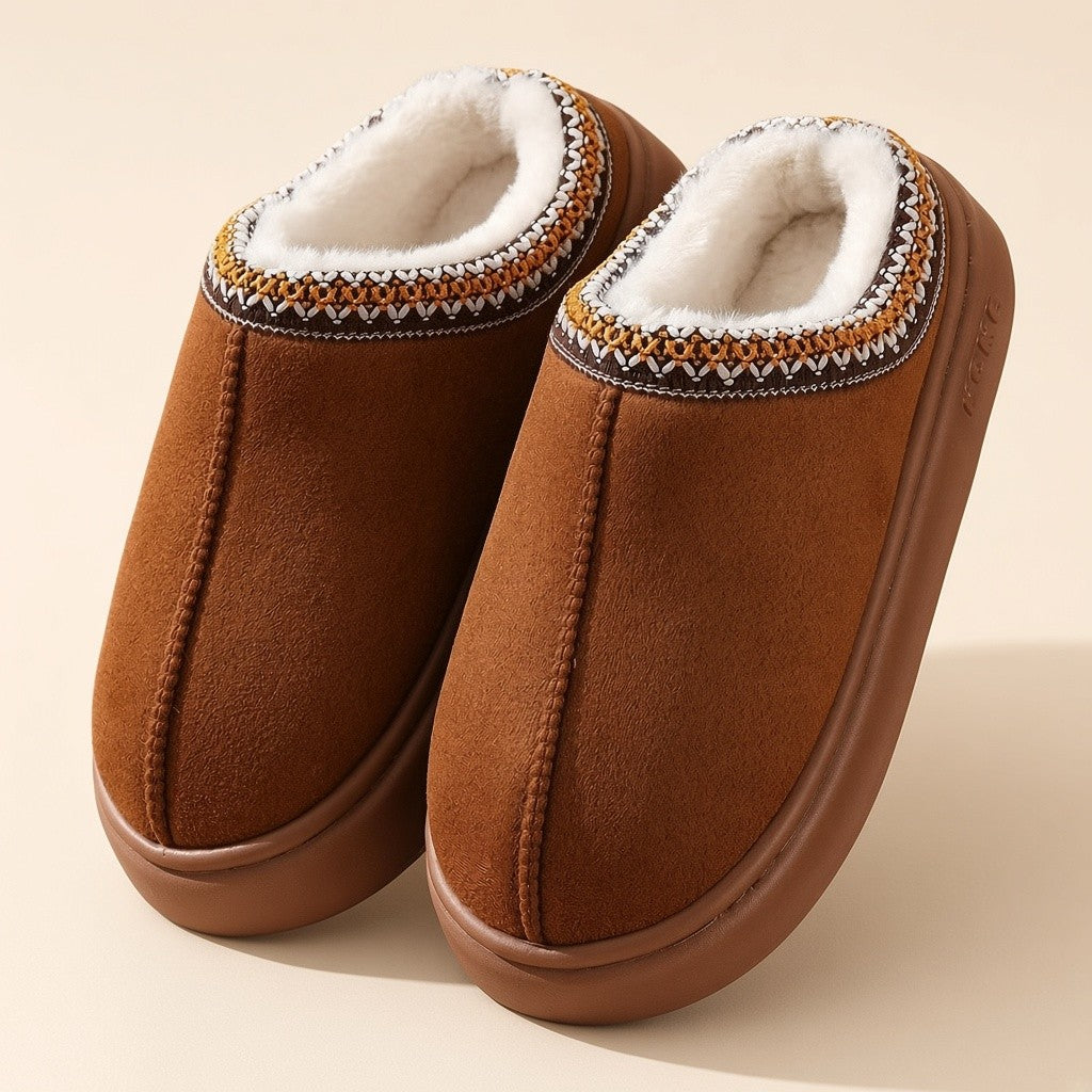 Chaussons Femme Fourrés Chauds – Semelle Épaisse Antidérapante