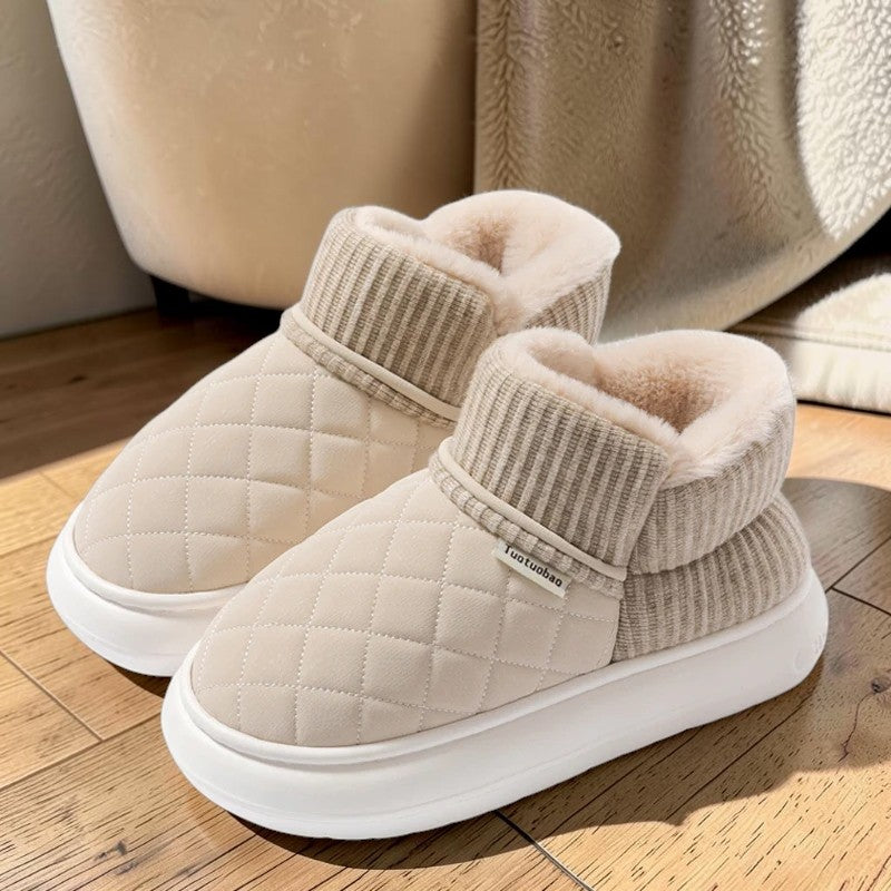 Pantoufles bottines fourrées femme – Semelle épaisse