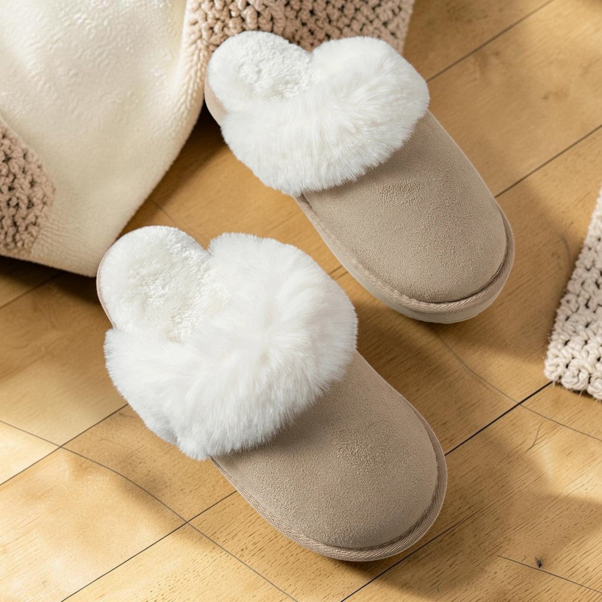 Pantoufles femme fourrées – Mules chaudes antidérapantes