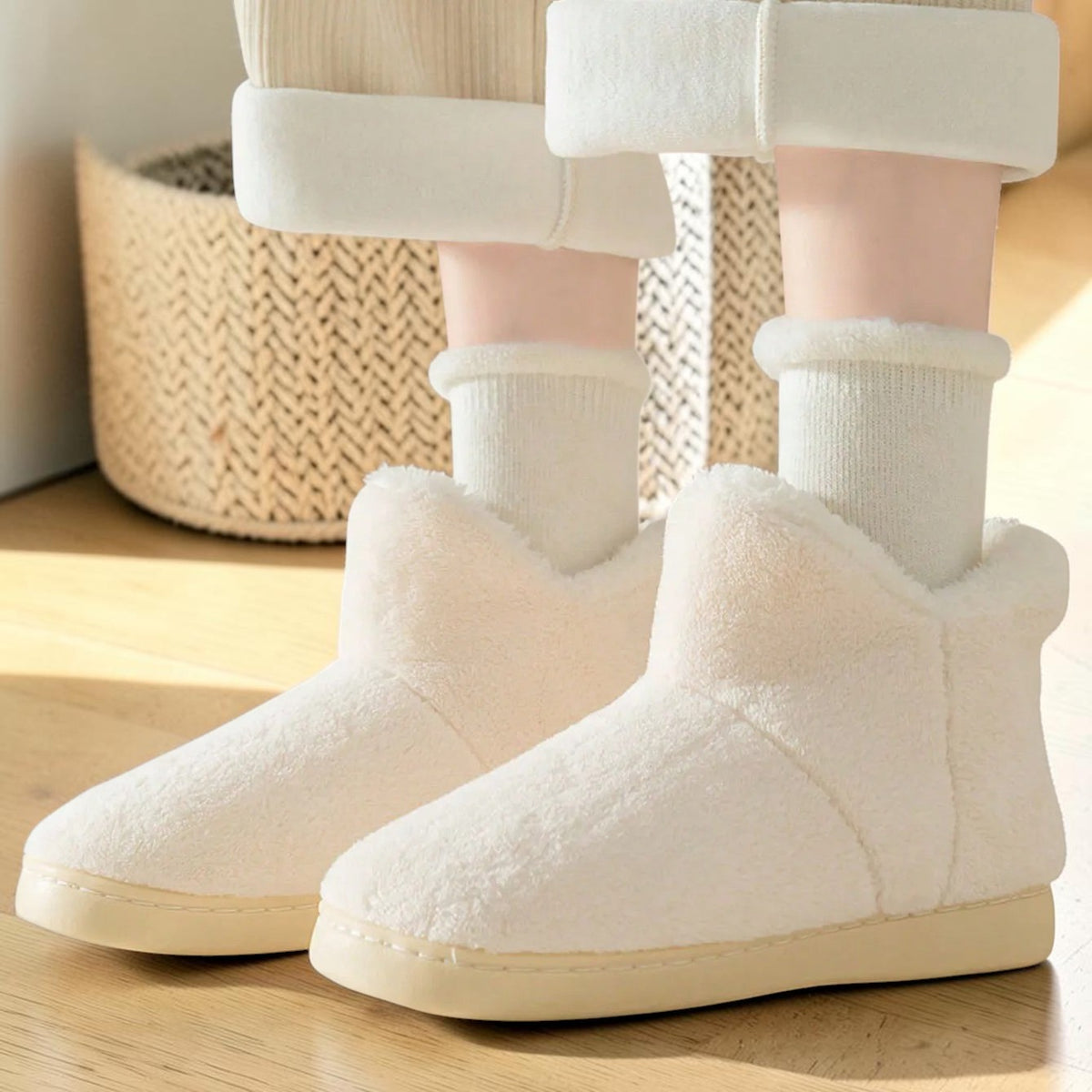 Pantoufles montantes fourrées – Chaussons bottines chauds