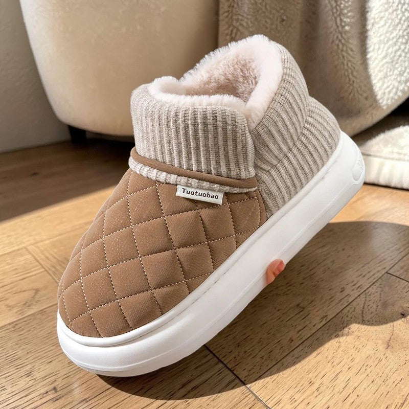 Pantoufles bottines fourrées femme – Semelle épaisse