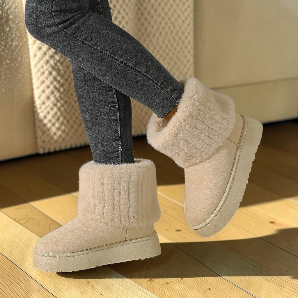 Bottes fourrées femme imperméables – Bottines hiver chaudes