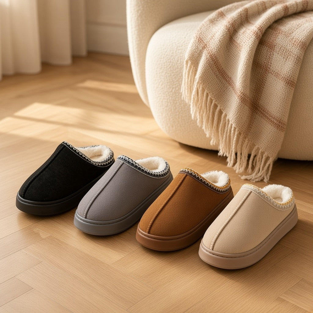Chaussons Femme Fourrés Chauds – Semelle Épaisse Antidérapante