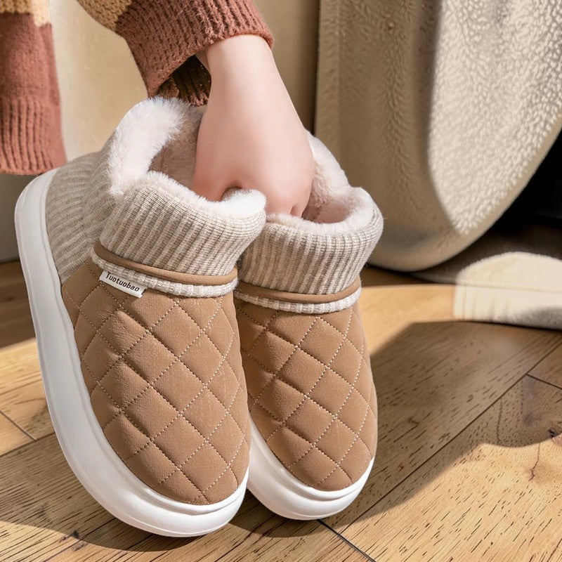 Pantoufles bottines fourrées femme – Semelle épaisse