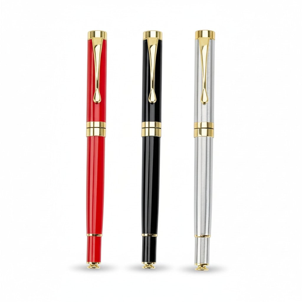 Stylo à bille de luxe en métal rouge noir et gris cadeau homme | Maison Lysta
