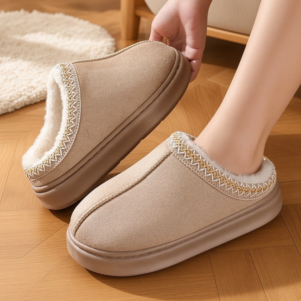 Chaussons Femme Fourrés Chauds – Semelle Épaisse Antidérapante