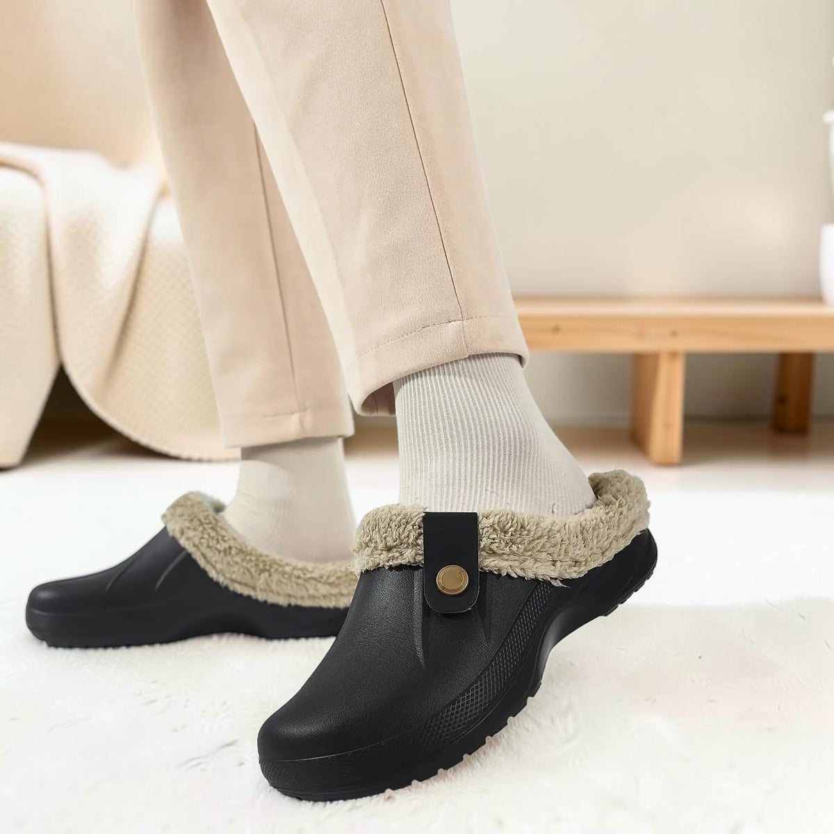 Sabots fourrés – Mules chaudes antidérapantes hiver