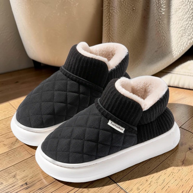 Pantoufles bottines fourrées femme – Semelle épaisse