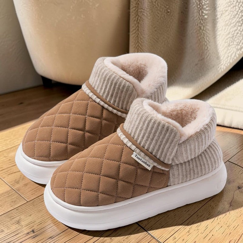 Pantoufles bottines fourrées femme – Semelle épaisse