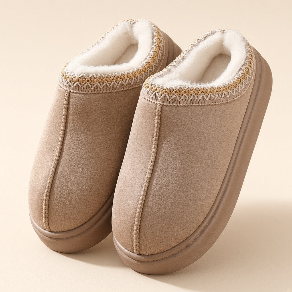 Chaussons Femme Fourrés Chauds – Semelle Épaisse Antidérapante