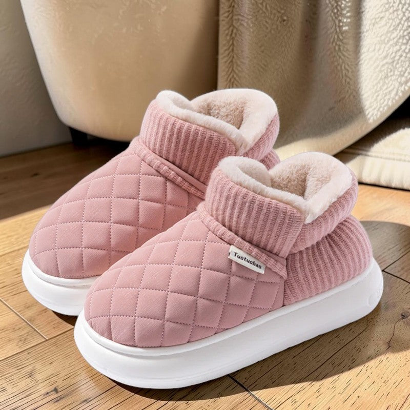 Pantoufles bottines fourrées femme – Semelle épaisse
