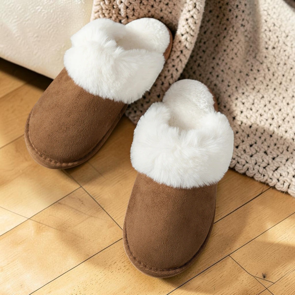 Pantoufles femme fourrées – Mules chaudes antidérapantes