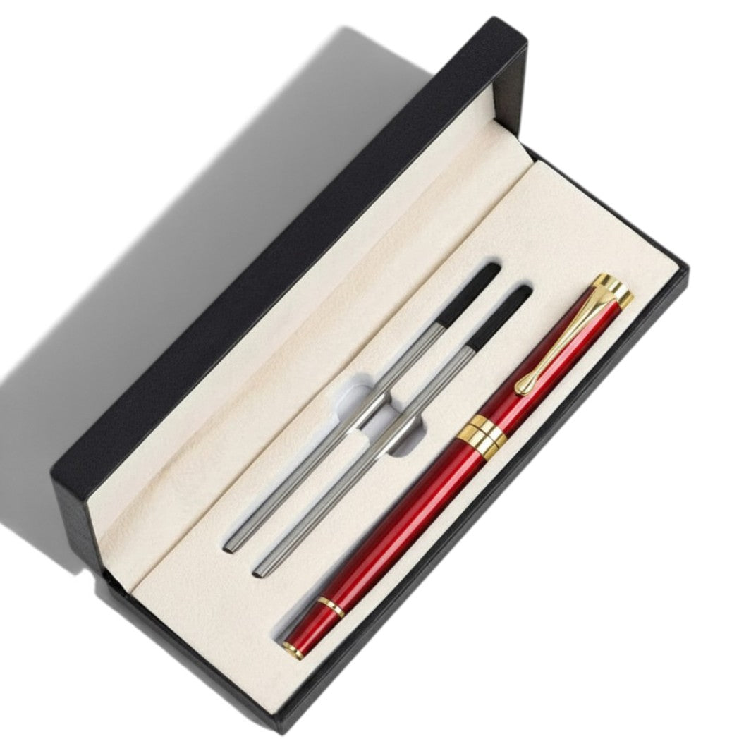 Stylo à bille de luxe en métal rouge dans coffret cadeau homme | Maison Lysta